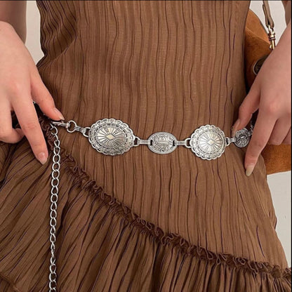 Retro Versatile Ethnic Style Metal Bohemian Waist Chain Belt For Women Fashion Sweater Chain Waist Seal Body Decor Accessories