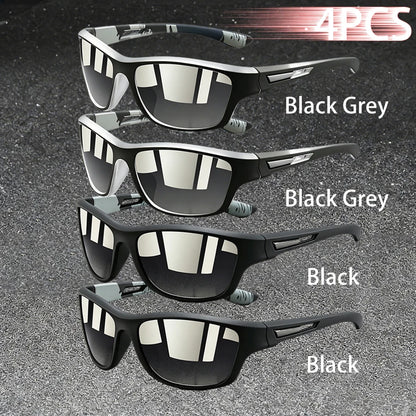 4PCS Fashion Vintage Pattern Cycling Sunglasses Men Women Running Cycling Mountaineering Sport Man Driving Fishing Sun Glasses