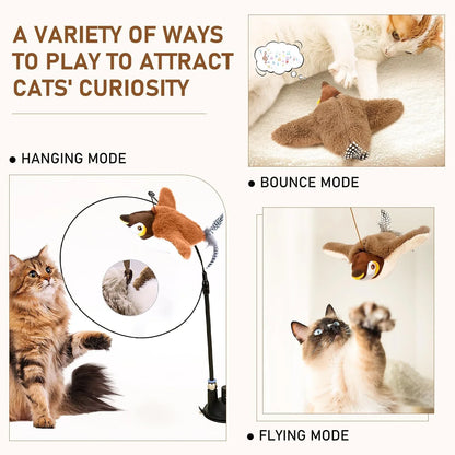 USB Rechargeable Interactive Catnip Electric Bird Toy Touch Activated Squeaky Plush Pet for Cat Dog Kitten Play Party Gift