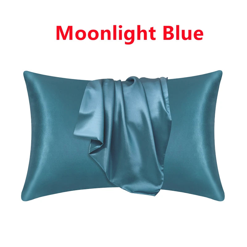 New 2pcs Nordic Pure Emulation Silk Pillowcase White Black Grey Decorative Pillow Covers Luxury Comfortable Home Bedding Cases