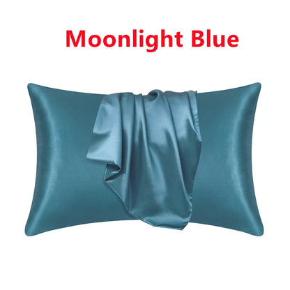 New 2pcs Nordic Pure Emulation Silk Pillowcase White Black Grey Decorative Pillow Covers Luxury Comfortable Home Bedding Cases