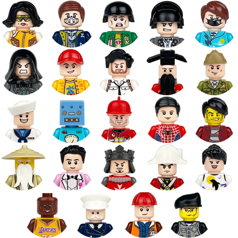 City character building block figure set, little block people, block accessories, engineer, doctor, firefighter, kids' toy