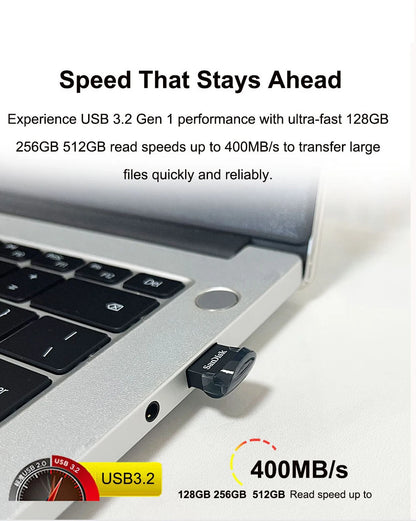 SanDisk Ultra Fit CZ430 128GB 256GB 512GB USB3.2 Flash Drive Read Speed Up To 400MB/s mini Pen Drive 64G 32G 130MB/s USB Stick