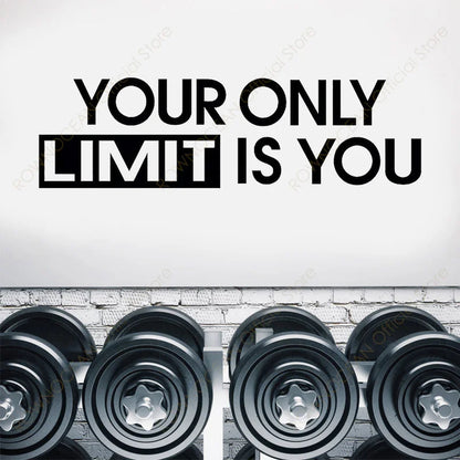 Your Only Limit Is You Quotes Gym Studio Decor Wall Sticker Home Gym Fitness Decals Motivational Workout Wallpaper Murals 4890
