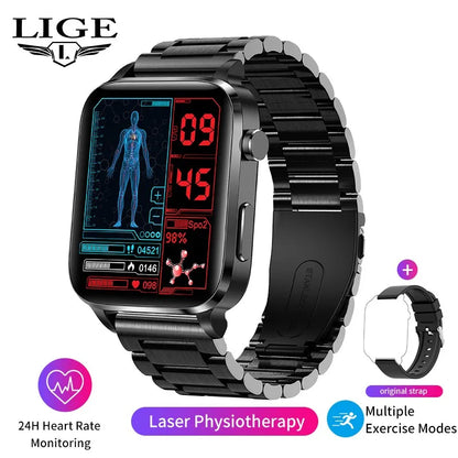 LIGE Nowy Smartwatch z Pomiarem Temperatury Ciała Damski Męski Ekran HD 360 Odbieranie Połączeń Wybieranie Połączeń Smartwatch Męskie Zegarki dla Kobiet Bransoletka