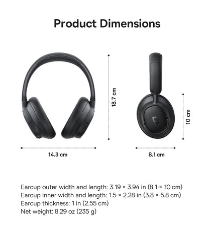 Słuchawki bezprzewodowe Baseus EH10 NC ANC 45 dB, adaptacyjna hybrydowa redukcja szumów, słuchawki Hi-Res LDAC, Bluetooth 6.0, 80 godz.