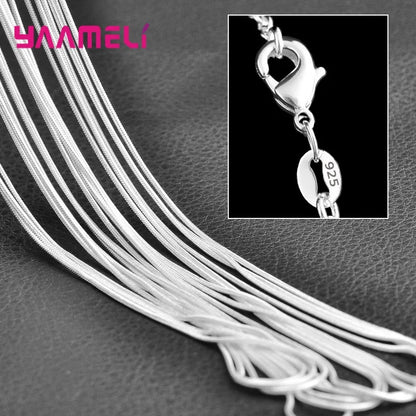 Authentic 5PCS Solid 925 Sterling Silver Jewelry Chains Necklace with Lobster Clasps fit Men Women Pendant 18 Designs 16-30 Inch