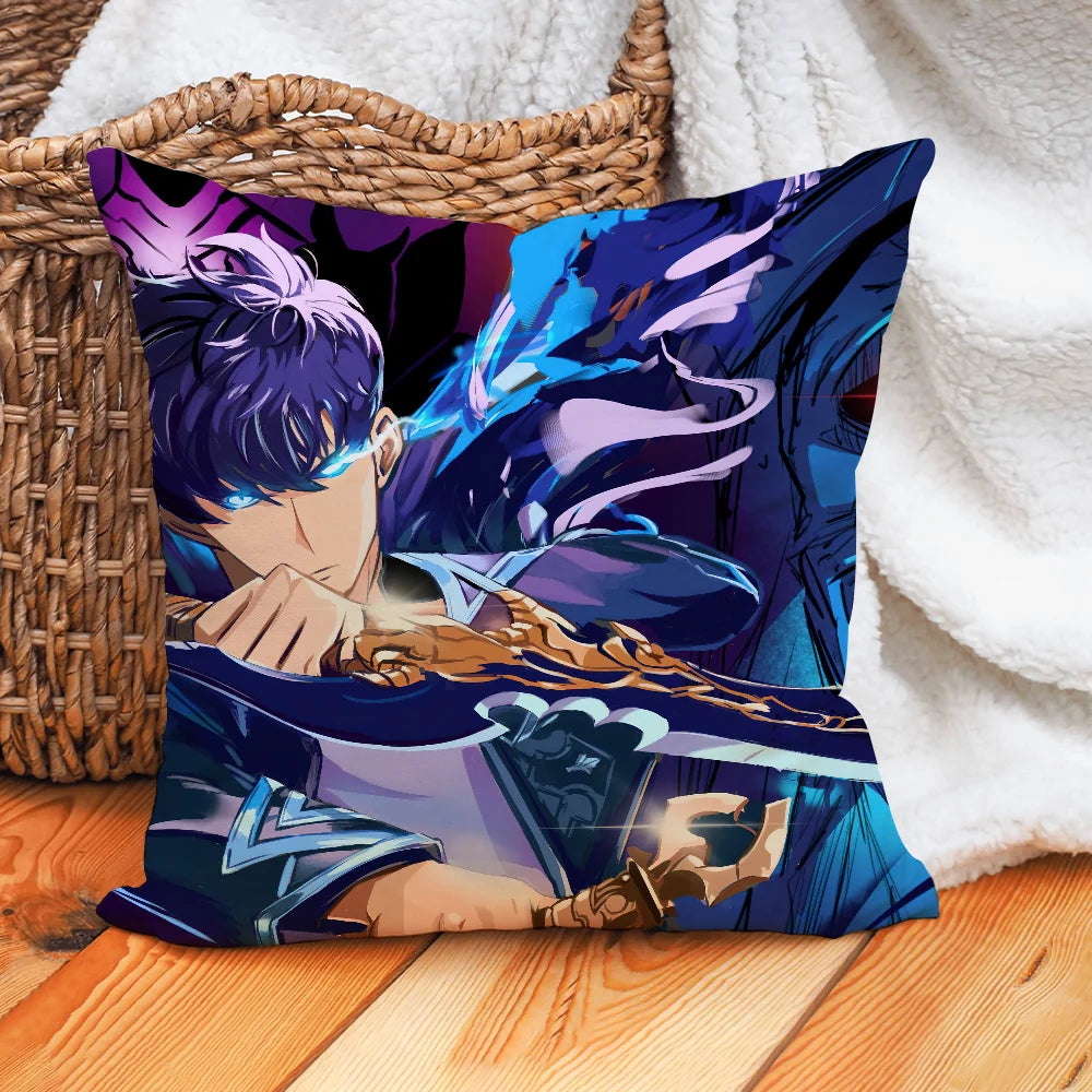 Cartoon Solo Leveling Pillow Case Home Decoration Cushion Cover Suitable For Office Sofa Bedroom Car
