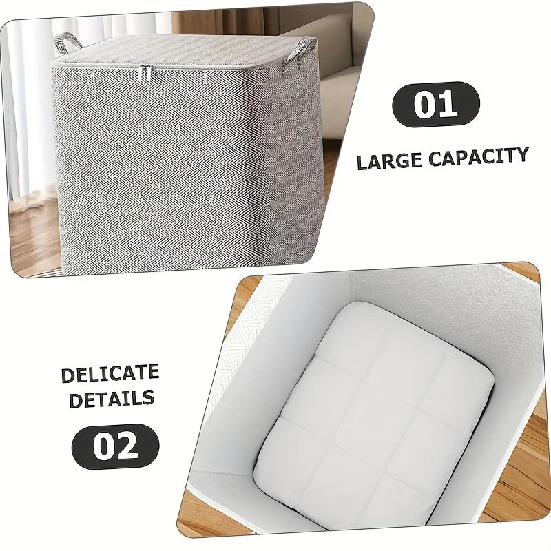 Extra Large Storage Chest with Lid-Heavy-Duty Non-Woven Fabric Organizer Bin,Locking Lid for Clothes,Bedding-For Closet,Storage