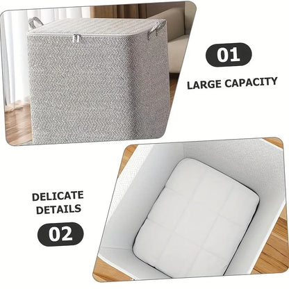 Extra Large Storage Chest with Lid-Heavy-Duty Non-Woven Fabric Organizer Bin,Locking Lid for Clothes,Bedding-For Closet,Storage