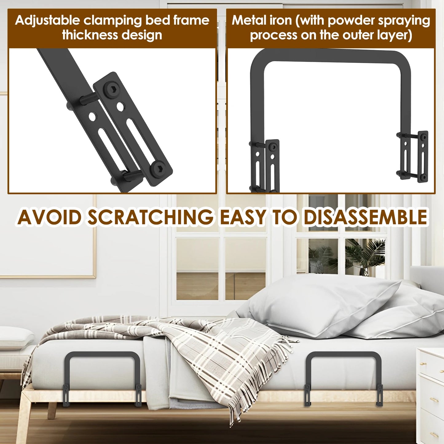 2Pcs Nonslip Mattress Gaskets Mattress Metal Retainer Adjustable Slide Stopper Enhanced Mattress Stability For Metal Bed Frames