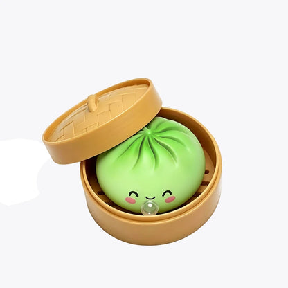 1/4Box Dumpling Squeeze Blow Bubbles Toy Dumpling Squishies Set with Steamer Bubble-Blowing Squishies Stretchy Fidget Sensory