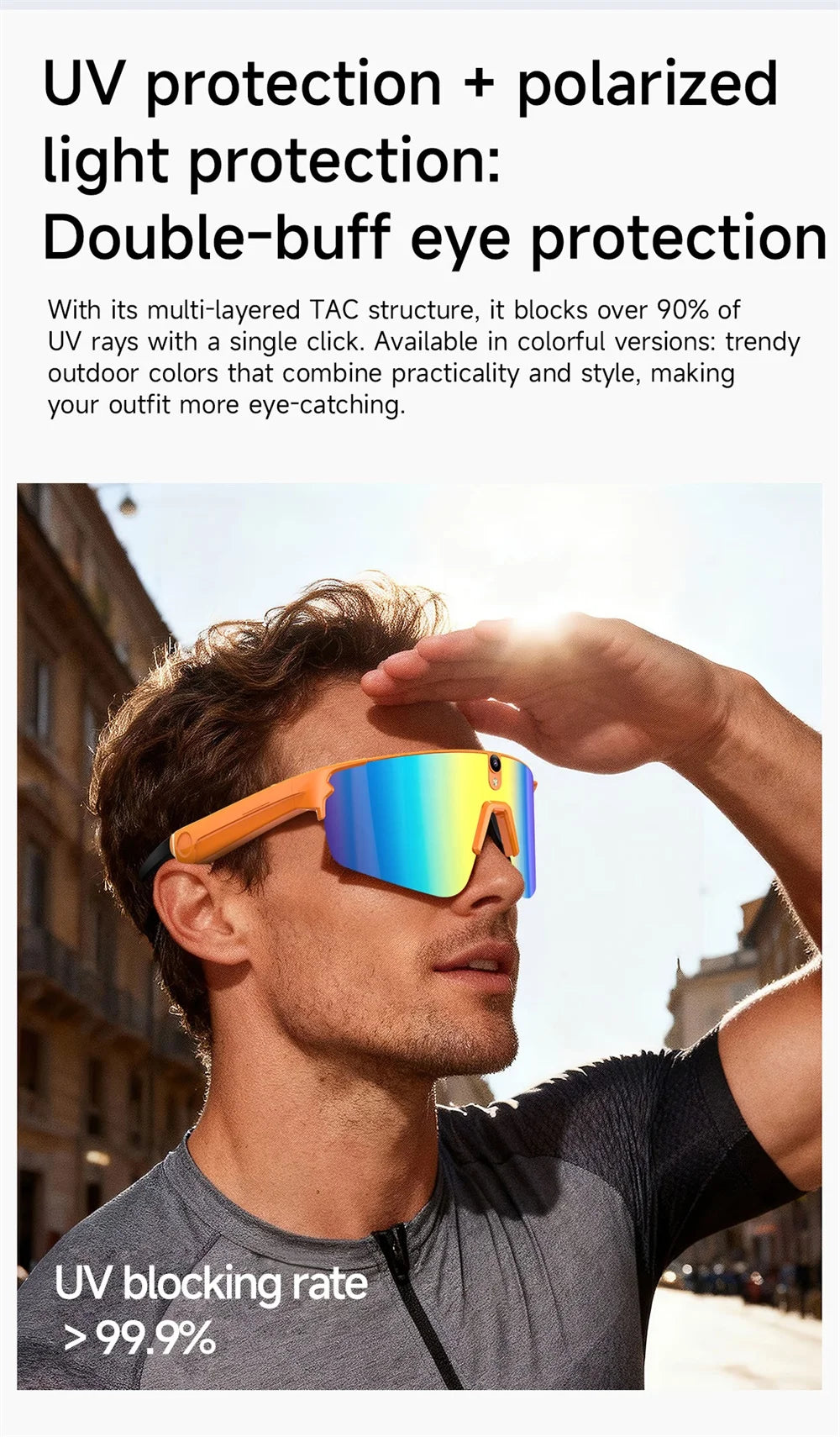 Inteligentne okulary rowerowe AI 4K HD z kamerą 800W, połączenia Bluetooth, tłumaczenie, stabilizacja obrazu, przeciwsłoneczne, dla mężczyzn i kobiet, anty-UV, wodoodporne, muzyka