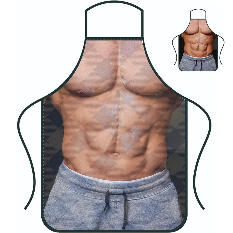Funny Creative Personalized Muscle Men's Apron Household High-value Overalls Apron