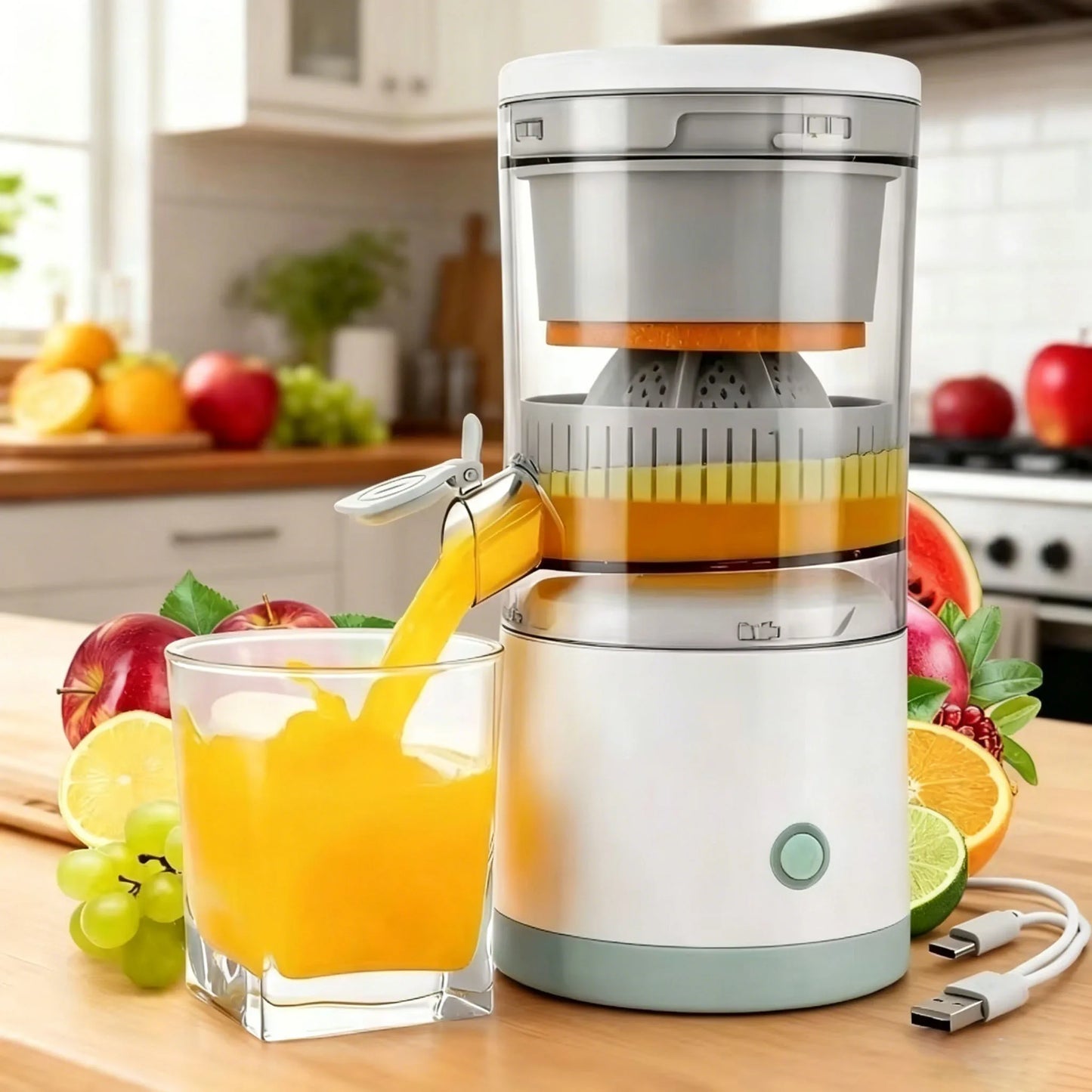 Portable Juicer Extractor Fully Automatic Fruit Household Juicer Automatic Orange Lemon Juice USB Charge Extractor Extruder