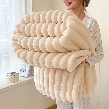 Solid Thickened Wide Striped Flannel Multifunctional Blanket, Can Be Used As Bed Sheet Cover Blanket, Sofa Blanket,nap Blanket