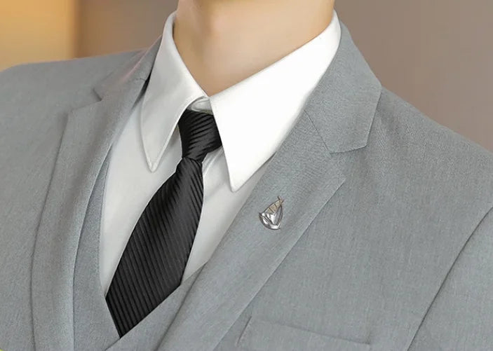 High-End Men's Wedding Suit 3-Piece Set Handsome Banquet Smart Casual Fashionable Three-Quarter Length Vest Trousers Four Season