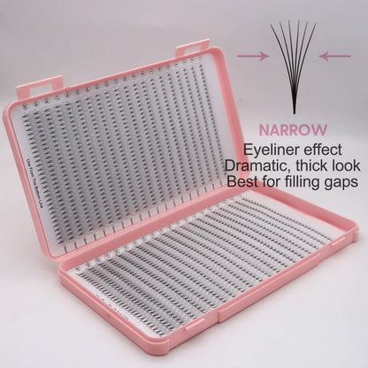 40Rows Handmade Eyelash Extensions Mega Trays Premade Narrow Volume Fans Ultra Dark Pointy Base for Professional Use