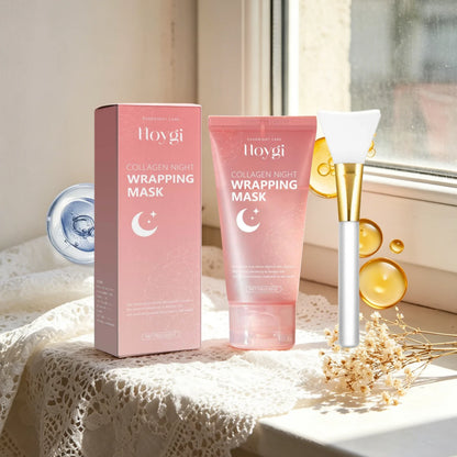Hoygi Collagen Night Wrapping Mask Deep Nourishment Skin Firming Brightening Skin Tone Shrink Pores Mild Formula Sleeping Mask