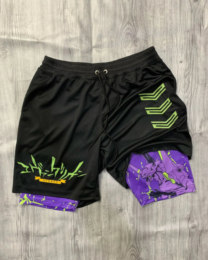 2026 Summer Genesis Evangelion Men's Cosplay Shorts Double-layer Two-in-one Shorts Quick-drying Fake Two-piece Unisex Shorts
