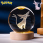 6CM Pokemon 3D Crystal Ball Figure Toy Anime Gengar Rayquaza Pikachu Lugia Vaporeon Glass Ball Model Night Light Room Decoration