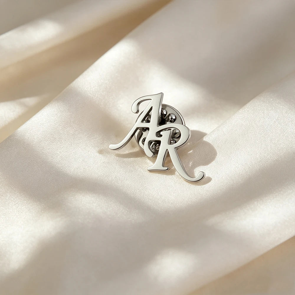 Customized Initial Letter Brooch Fashion Stainless Steel Customized Initial Letter Brooch Personalized Men's Jewelry Gift