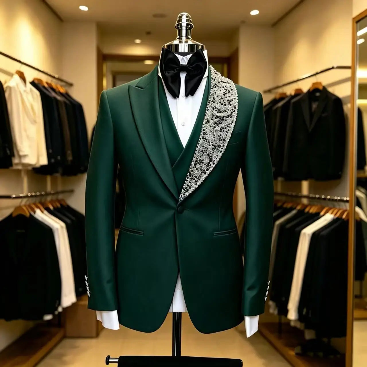 Beaded Wedding Suits for Men Prom Party 3Pcs Groom Tuxedo Custom Made Luxury Slim Fit Fashion Separates Jacket Vest Pants 2026