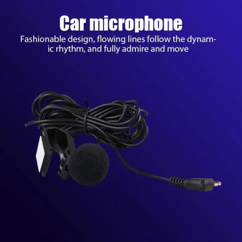 Car Self-Adhesive Type Clip 3.5mm Mini Wired External Microphone For Auto DVD Radio 2m Long Car Radio Wired External Microphone