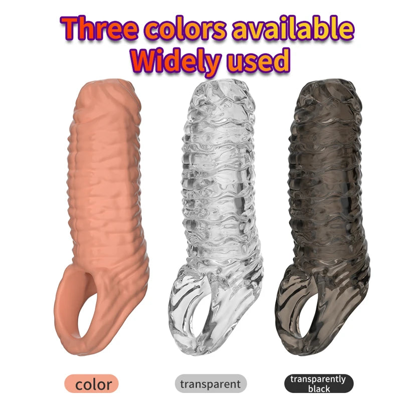 Penis Sleeve Reusable Sexy Toys for Men Penis Silicone Cock Sleeve Massage Adult Products For Woman Gay Penis Toys Sexual Goods