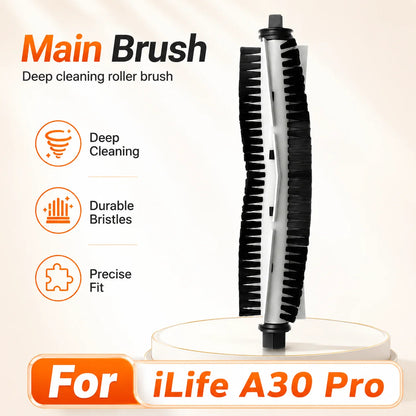 Compatible For iLife A30 Pro Robot Vacuum Cleaner Replacement Parts Kit Main Brush Side Brush HEPA Filter Mop Cloth Dust Bag