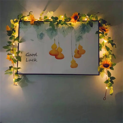 2/5/10M Solar Sunflower String Light Outdoor Waterproof Artificial Flower Vine Atmosphere Lamp For Home Party Holiday Decoration