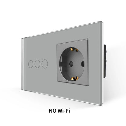 Bingoelec Grey Smart Light Switch and WiFi Wall Socket with Crystal Glass Panel Switches with Sockets Home Improvement