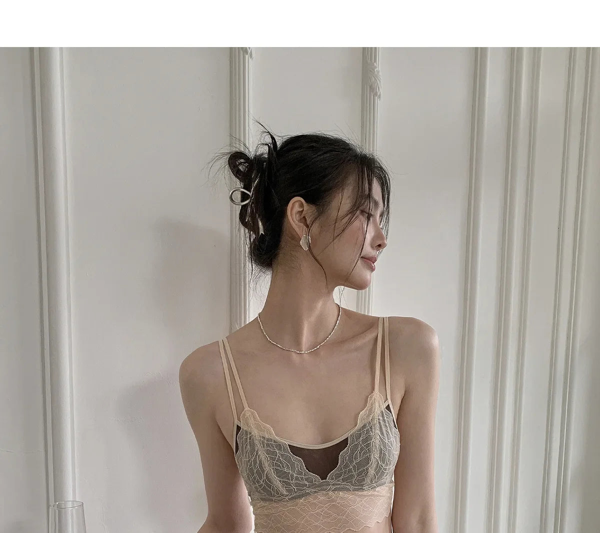 Sexy Lace Bralette No Underwire | French Triangle Cup Bra | Summer Thin Breathable for Women | Slimming Strappy Back Lingerie
