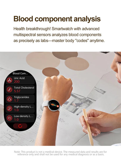 ECG Smart Watches Women 1.32 inch  AMOLED Screen Physical Examination Blood oxygen Pressure Fat Call Health ECG+PPG Smartwatch