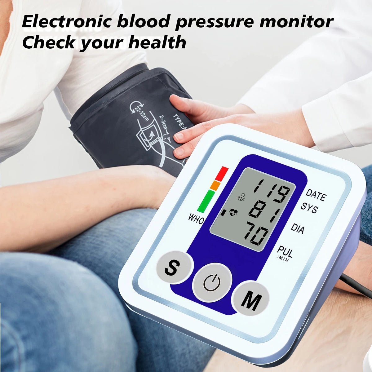 Digital Blood Pressure Monitor BP Testing Kit Medical Heart Rate Meter Armband Automatic Pulse Tonometer Health Care LED Display