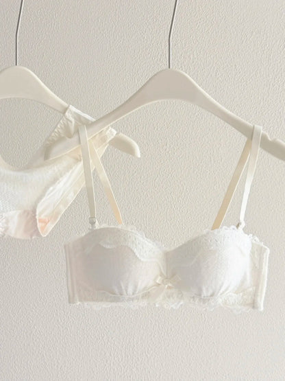 YEMOMO Lace Sexy Bra Set Padded Push Up Small Bust Lift Shaping Half Cup Concealed Bottom Intimate Underwear Set for Women  S-XL