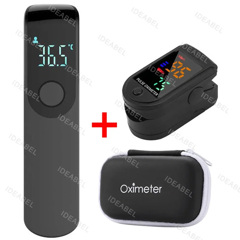 Household Infrared Thermometer Digital Non Contact LCD Laser Thermometer Tool Handheld IR Temp Pyrometer Finger Pulse Oximeter