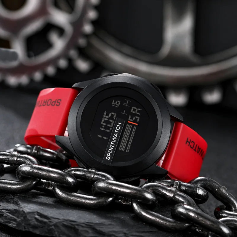 YIKAZE Men Sport LED Watches Top Brand Men Digital Clock Multi-Functional Rubber Man Fitnes Athlete Timekeeping Electronic Watch