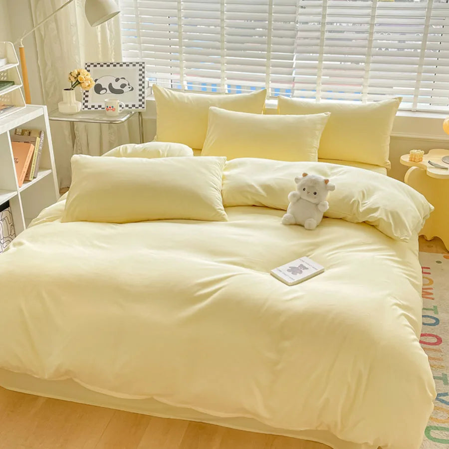 KDJEIKZ Hotel equivalent 3pcs Brushed Solid Color Duvet Cover, duvet cover*1+Pillowcases*2, Polyester Fabric, All Season Bedding