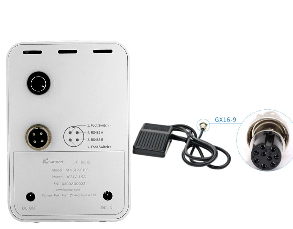 Kamoer 86ml/min M1-STP Peristaltic Pump 24V High Precision Stepper Motor Variable Speed Pump with Pedal for Lab, Experiments