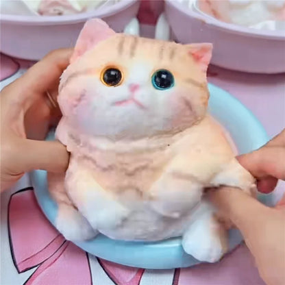 Cute Kawaii Cat Squishy Soft Silicone Stress Relief Squeeze Toy Anxiety Relief Desk Buddy Gift for Kids Adults Desk Decor Gift