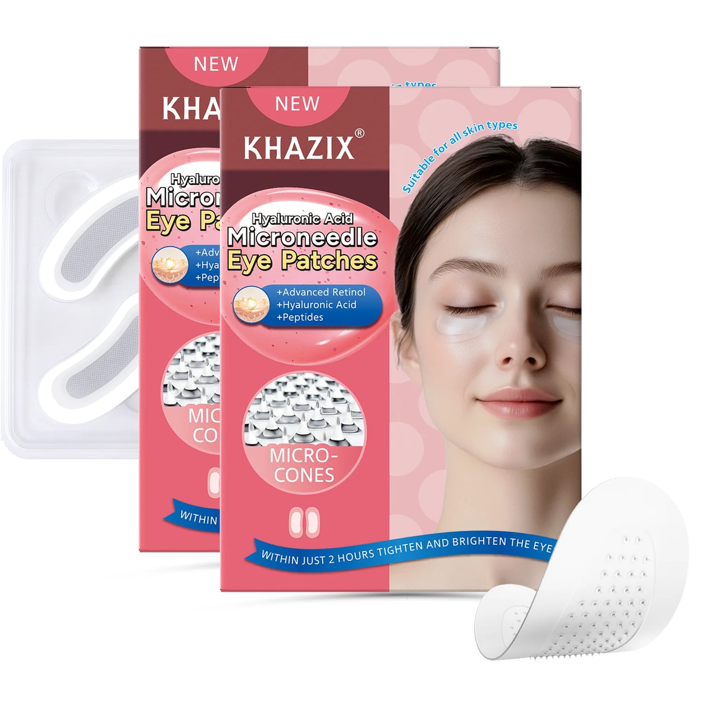Retinol Microneedle Eye Patches with Hyaluronic Acid & Firming Peptides,for Forehead, Eye Area, Crow's Feet & Smile Lines,1Pair.