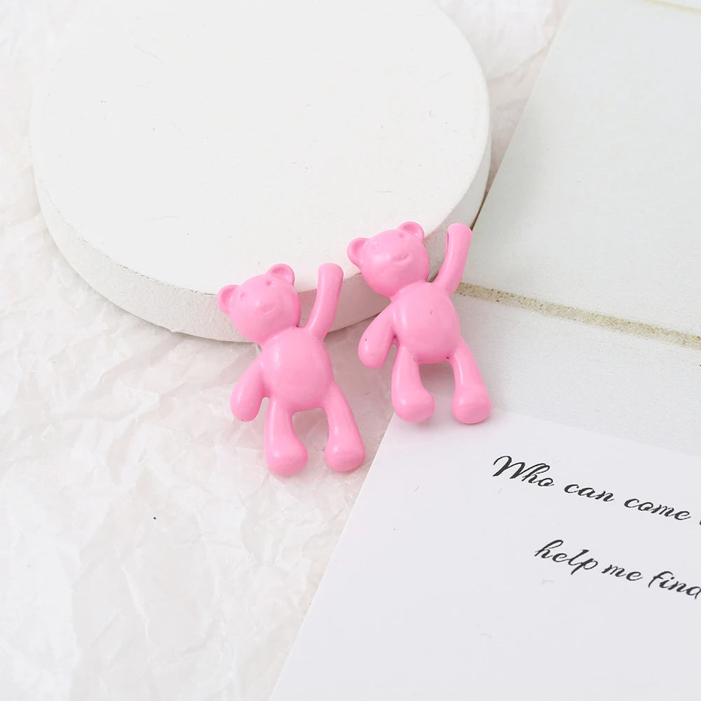 10PCS/lot DIY Cute Cartoon Teddy Bear Pendant Jewelry Accessories Wholesale Alloy Spray Paint Simple Multicolor Jewelry Material