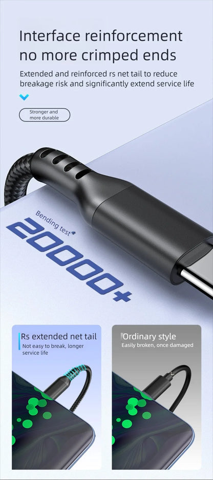 60w C To C Line Two-In-One Charging Cable USB To Type-c 1m/3m Suitable For Mobile Phones And Tablets Fast Charging Data Cable