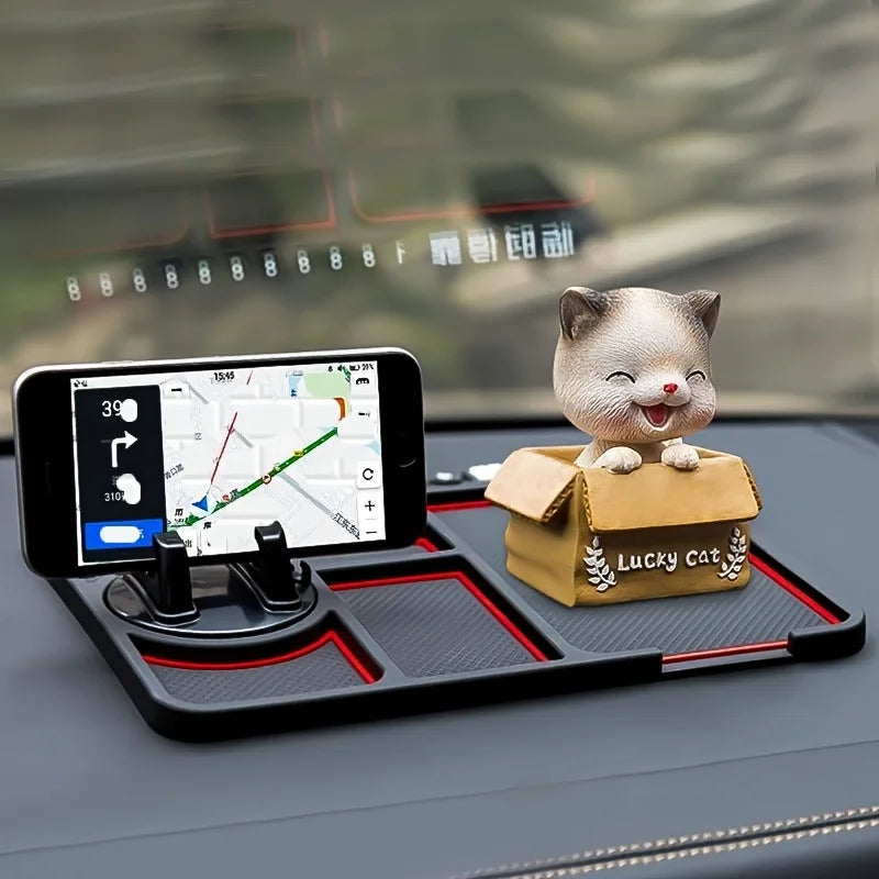Car dashboard pad - with phone stand, parking sign, car dashboard storage, countertop storage pad