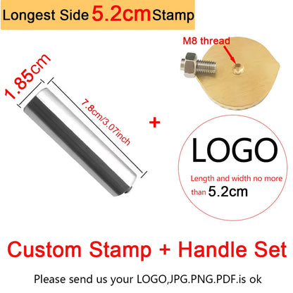Custom Brass Stamp For Leather, Leather Branding Iron, Custom LOGO Text Leather Embossing Tool, Cold Press Handle Leather Stamp,