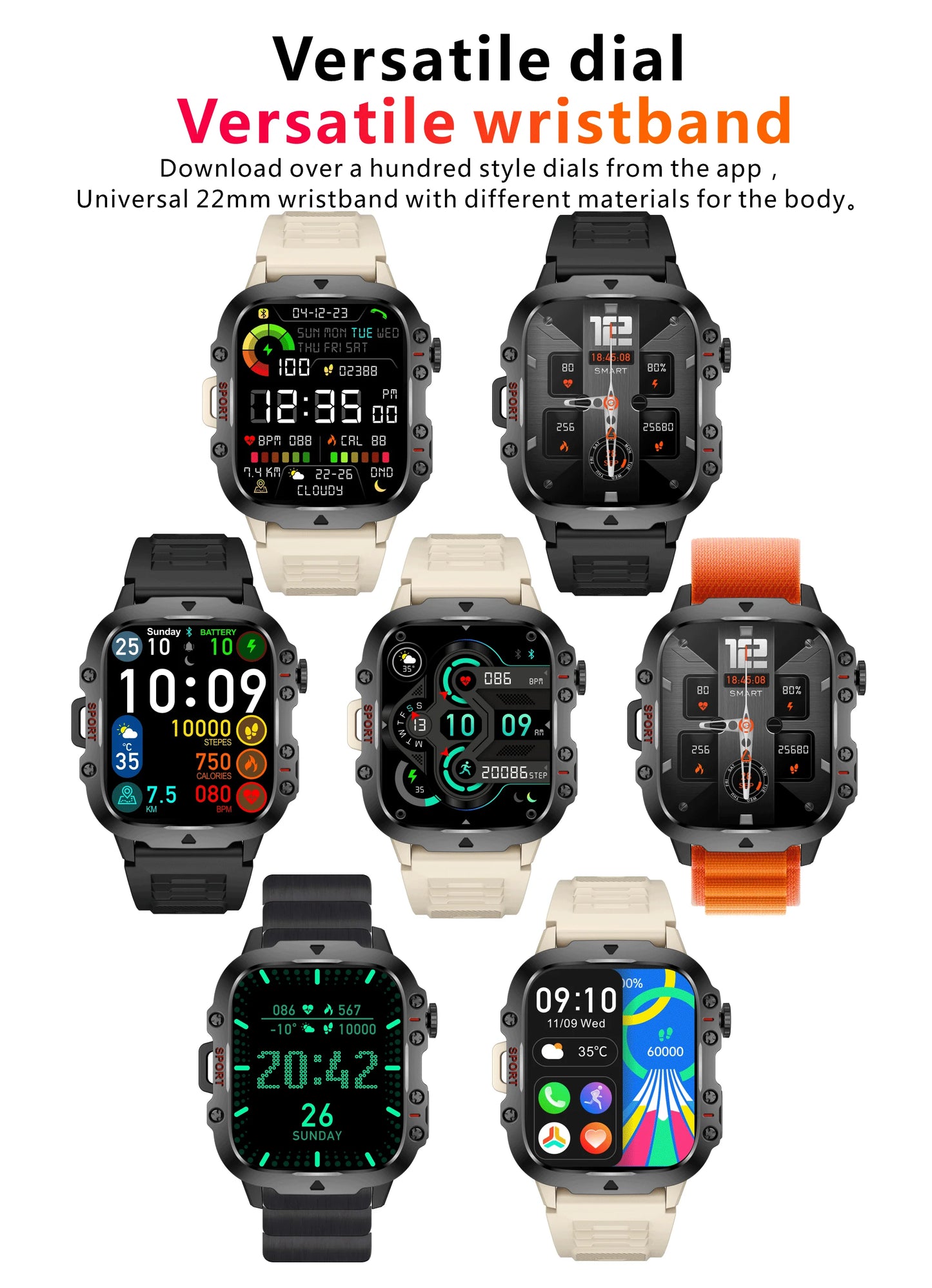 LIGE Outdoor Men's Sports Smart Watch 2.01 inch HD Screen Fitness Monitor Bluetooth Call Smartwatch For Men Women Holiday Gifts