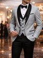 Men's Slim Fit Business Suit Black Shawl Lapel Casual Tuxedos for Wedding Groomsmen Suits Set