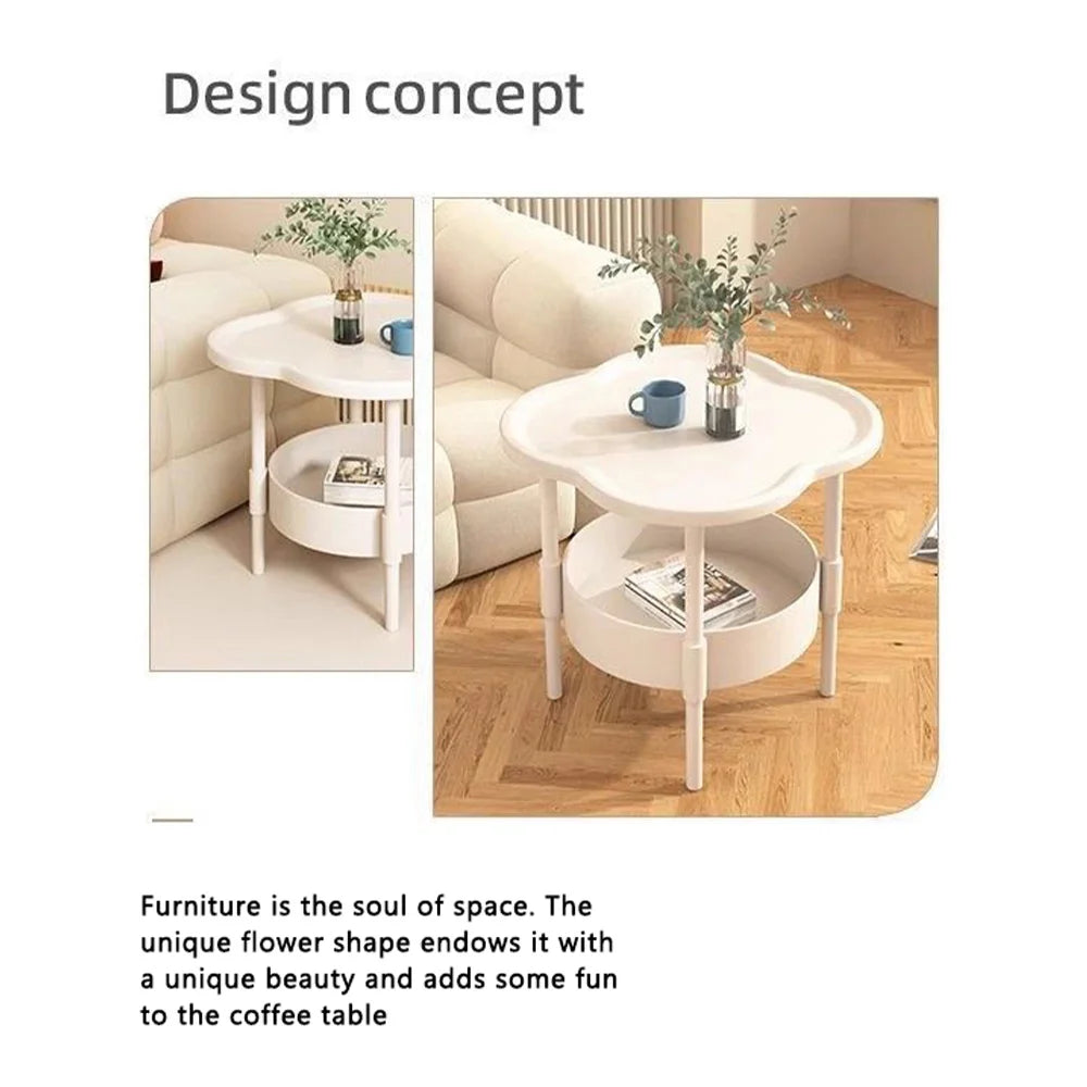 Trendy 40*40CM Side Table Plastic Samll End Table With Storage Easy to Assemble Bedside Table for Living Room