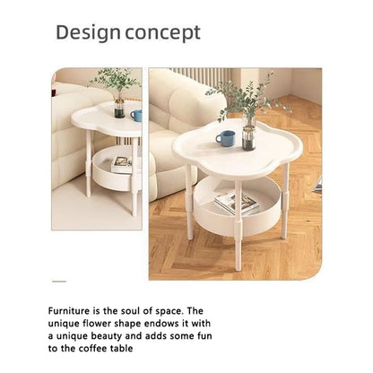 Trendy 40*40CM Side Table Plastic Samll End Table With Storage Easy to Assemble Bedside Table for Living Room